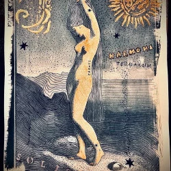 Muse divine - Venus dans toute sa beauté. Cyanotype +encres.