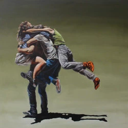 Groupe 1 - Huile sur panneau. 60 X 60 cm