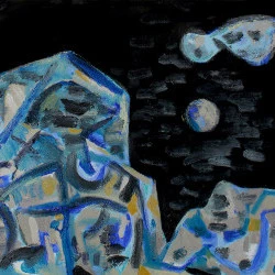 Pyrénées la Nuit - huile sur toile 60 x 80 cm