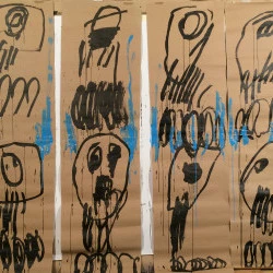 "Kraft" 2020 - encre et acrylique sur papier sur toile libre - Luc Lerouge 