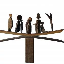 "pirogue" - sculpture bois flottés, longueur 80 cm, hauteur 50 cm, 2017 - anne sarda 