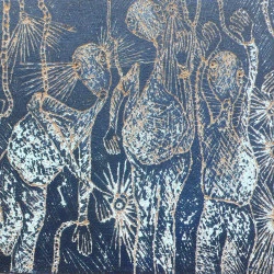 Bois gravé - Bois et peinture, 29,5x26,5 - 200€ 