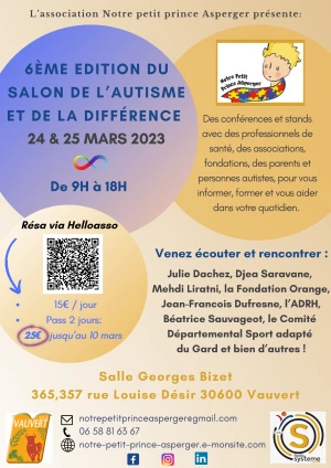 Affiche Salon de l'autisme et de la différence des 24 et 25 mars 2023