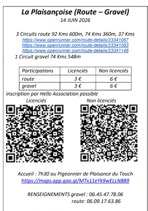 Affiche La Plaisançoise Route et Gravel