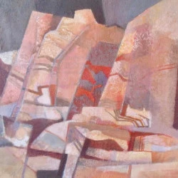 Les grès rouges - Acrylique sur toile, 65 cm x 50 cm, 2020, Les grès rouges