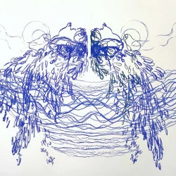Message from water - pastels secs sur papier, 75cm x 100cm, 2023 - Leïla Rose Willis 