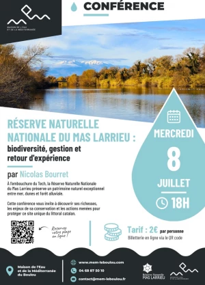 Affiche Conférence : Réserve Naturelle Nationale du Mas Larrieu : biodiversité, gestion et retour d'expérience