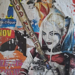 Harley Quinn - Technique mixte collage et acrylique - GAUDRY 
