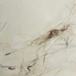 la toile - dessin, collage - ca 40 x 30 cm , crayon, pigments, collage sur cotton 2018/22 