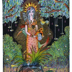 My Lady of the Island - Aquarelle acrylique sur papier - @solinegarry 