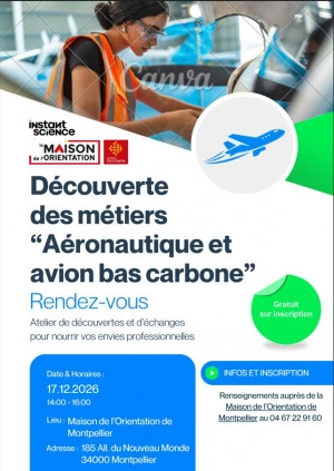 Affiche Découverte des métiers "Aéronautique et avion bas carbone"