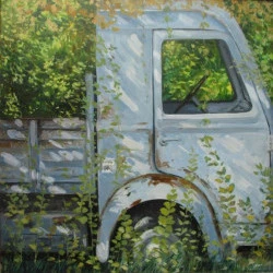 Le vieux camion - Huile sur toile 90 X 90 2014 - JEAN LOUIS ROUGET 