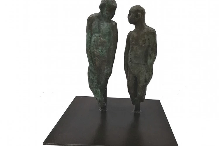 Oto - Confidences - sculpture bronze sur socle acier - Claire BONNET-MASIMBERT 