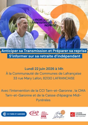 Affiche Anticiper sa transmission, préparer sa reprise d'entreprise et s'informer sur sa retraite d'indépendant