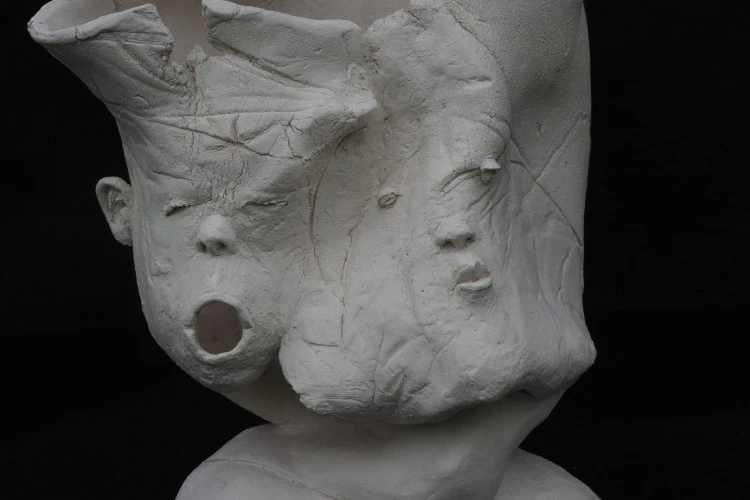 série généalogie (blanche) - modelage terre/ 27 cm/2013 - moi-même 