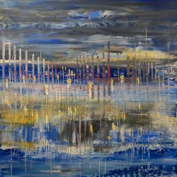 VOILÀ - Acrylique sur toile, peinture au couteau, 100/100 cms DÉSÉSPERÉMENT OPTIMISTES - JHSAVOLDELLI 