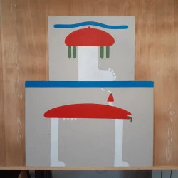 Champignon assis - Acrylique sur carton