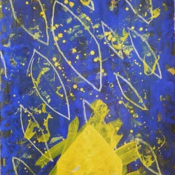 "Maison jaune" - acrylique sur papier, 60X80, 2023 - Luc Lerouge 