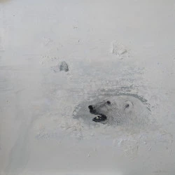 Retour - Acrylique et fourrure synthétique sur toile, 90 x 90 cm, 2004 - Oddbjørg REINTON 