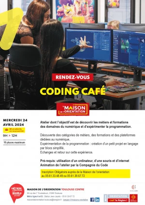 Affiche Coding Café : découverte du numérique et de la programmation
