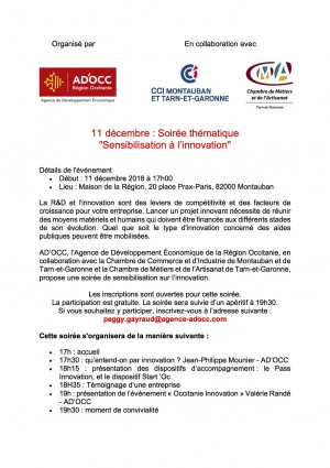 Affiche Soirée Thématique : "Sensibilisation à l'Innovation"