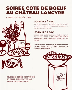 Affiche SOIRÉE "Côte de Bœuf & Brasero" avec la Bouch'rit : 22 août