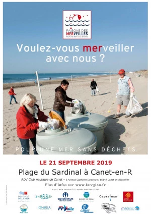 Affiche Nettoyage de plage, stands et sensibilisation à Canet-en-R - Evenement Mer-Veilleux !
