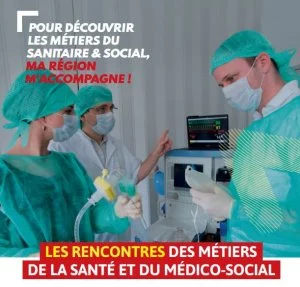Affiche Rencontres de la santé et du médico-social autour des métiers d'infirmière, aide-soignante et puériculture 