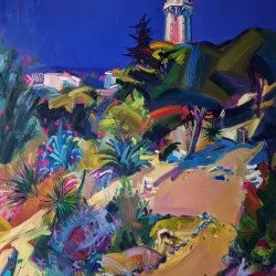 Le phare du mont Saint-Clair. Sète. - Huile sur toile de lin. Format : 110x81 cm. - Alain DELMAS 