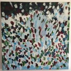Des fleurs dans la neige - Résine acrylique sur toile 100X100 cm 2019 - Anne Fleury 