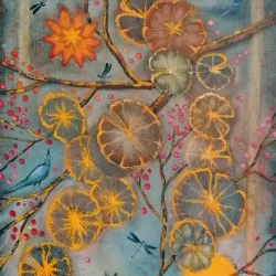 La Carpe et L'Axolotl - Technique mixte sur toile - 120 x 60 cm - Philippe Sentou 