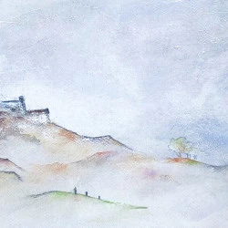 Le ciel et le sol - Aquarelle L40 X H25 CM