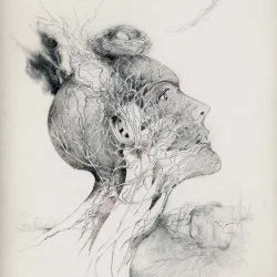 "La Couronne" - crayon sur papier, 32 x 24 cm, 2023 – Série Les Portraits terrestres. - maria clark 