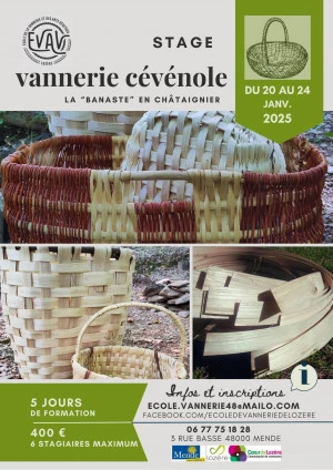Affiche Stage de vannerie cévénole en Lozère