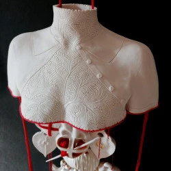 Déshabillé aux entrailles - Buste en porcelaine écorché avec une multitude de coeurs en guise d'entrailles - Juli About 