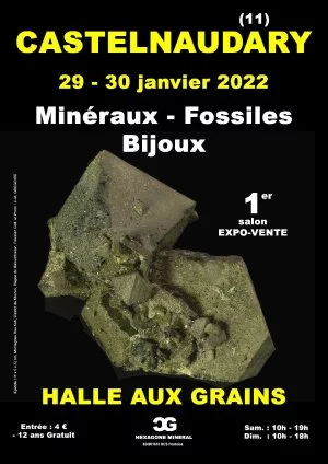 Affiche 1er Salon Minéraux Fossiles Bijoux de Castelnaudary (Aude)