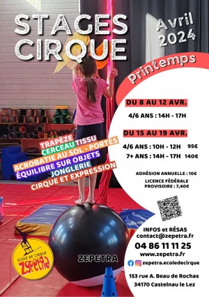 Affiche Stages de cirque enfants - Printemps 2024 