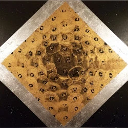 Deep Square - Acrylique sur toile, métallisation à la feuille, résine époxy, 80x80 - Liberaj Cicoj 