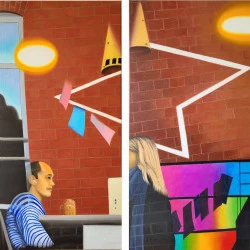 Rencontre - Peinture à l'huile sur toile, diptyque, 2 toiles de 50 x 100 cm - MFGagneraud 