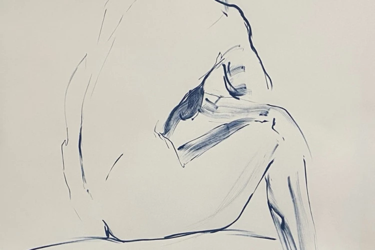 « Pause bleue » - Feutre acrylique sur papier (73x100cm)