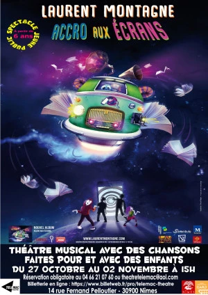 Affiche ACCRO AUX ÉCRANS - Théâtre musical pour les 6-12 ans
