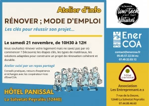 Affiche Atelier d'information : Rénover, mode d'emploi.