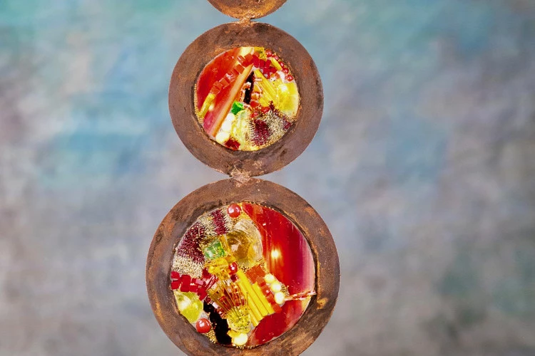 laminaire Atlantique 1 - Tissage de fil de fer et sertissage de pâte de verre italienne