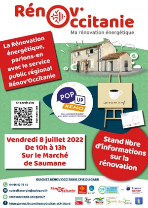 Affiche POP UP Réno ! au marché de Saumane (30)