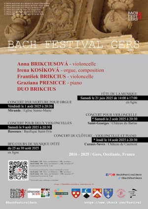 Affiche 10ème BACH FESTIVAL GERS 2025 - CONCERT DE CLÔTURE - VIOLONCELLE ET PIANO au Château de Caumont
