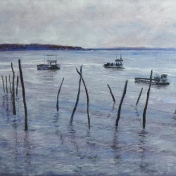 Herbe Cap Ferret, bassin d'Arcachon - huile sur toile 54 x 65