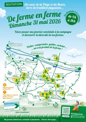 Affiche Quinzaine des produits Bio et Régionaux - De ferme en ferme Piège et Razès