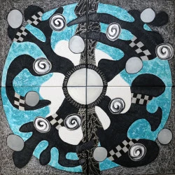 La Roue tourne - - Quadriptique 100X100 Technique mixte - 600€ 
