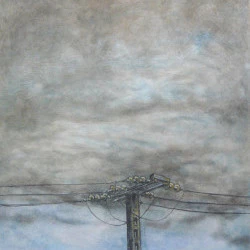 Un poteau à Octon - Graphite et pastel sec sur Tyvec