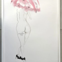 Un petit coin de parapluie - encre sur papier aquarelle